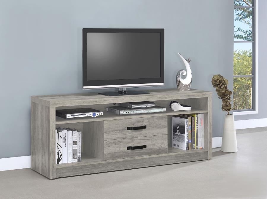 Burke 2-drawer Engineered Wood 59-inch TV Stand Grey Driftwood view 2