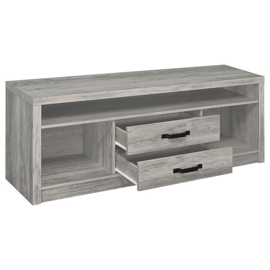 Burke 2-drawer Engineered Wood 59-inch TV Stand Grey Driftwood view 3