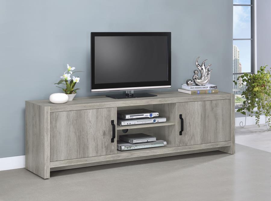 Burke 2-door Engineered Wood 71-inch TV Stand Grey Driftwood view 2