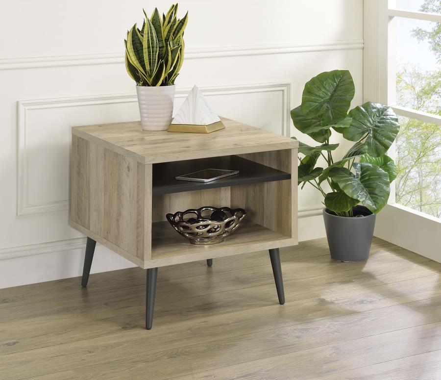 Welsh Square Engineered Wood Side End Table Distressed Pine view 2