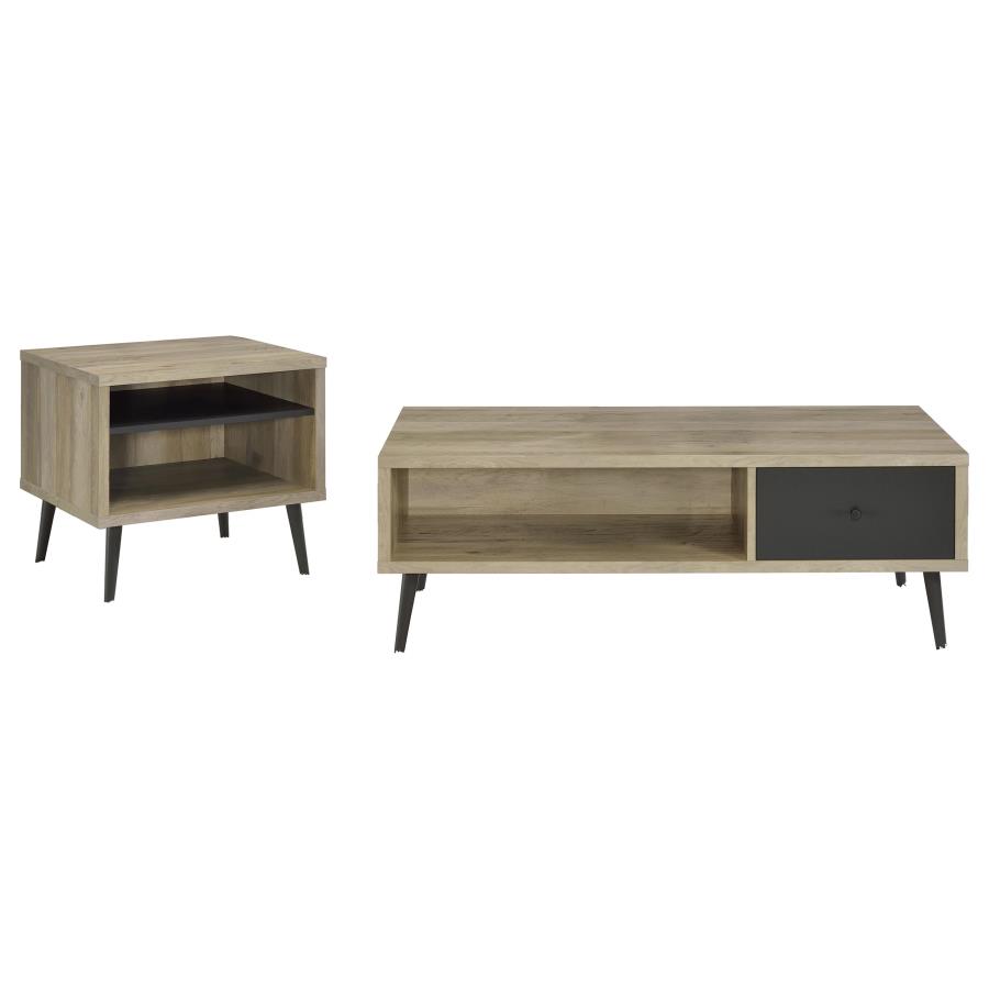 Welsh 2-piece Coffee and End Table Set Distressed Pine view 2