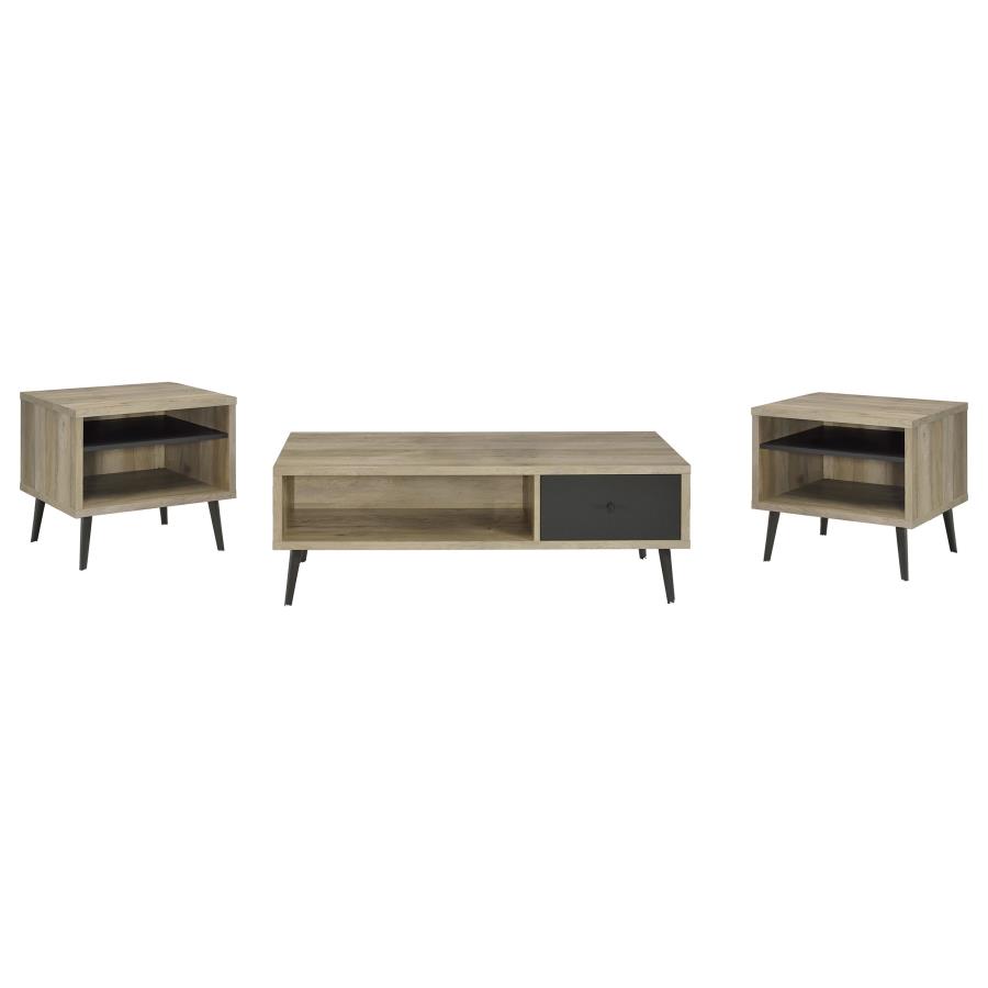 Welsh 3-piece Coffee and End Table Set Distressed Pine view 2