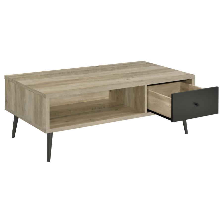 Welsh 1-drawer Engineered Wood Coffee Table Distressed Pine view 3