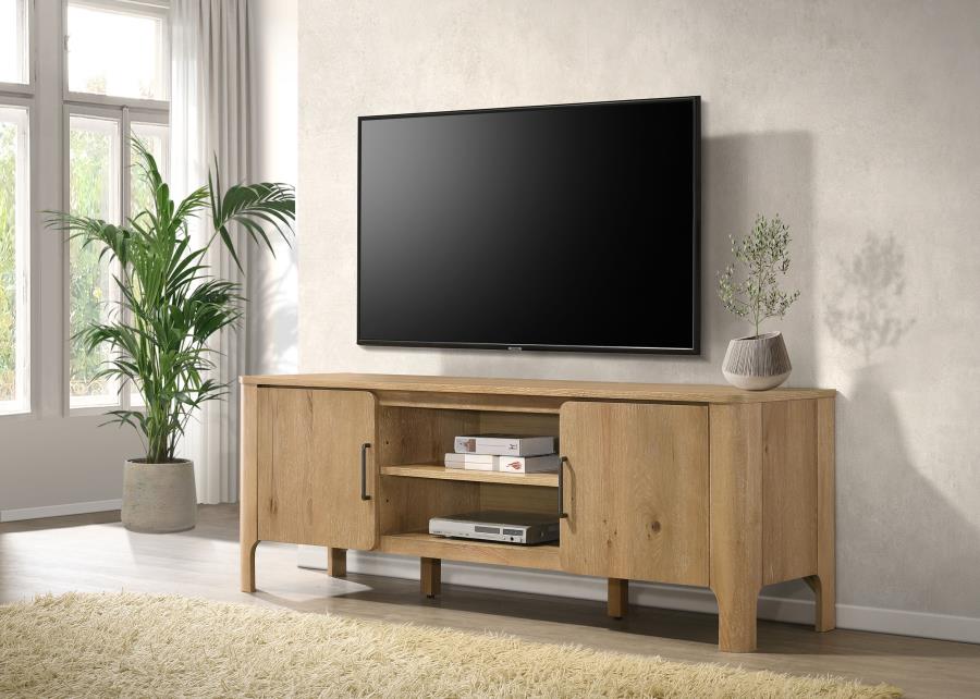 Rowe 65-inch 2-door Wood TV Stand Media Console Light Oak view 2