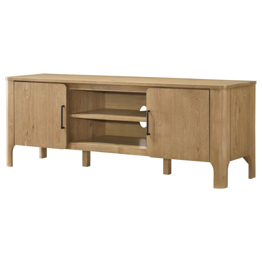 Rowe 65-inch 2-door Wood TV Stand Media Console Light Oak view 6