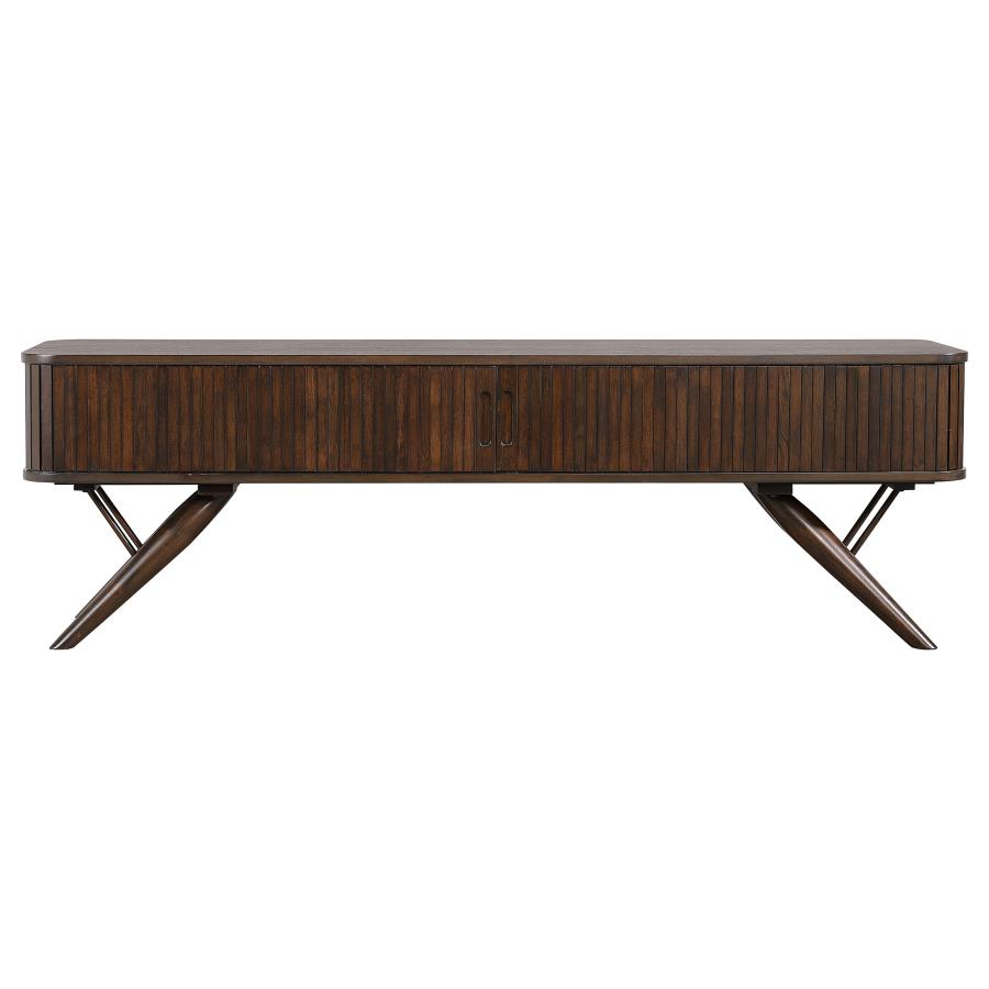 Valna Wood 71-inch TV Stand with Sliding Doors Walnut view 4