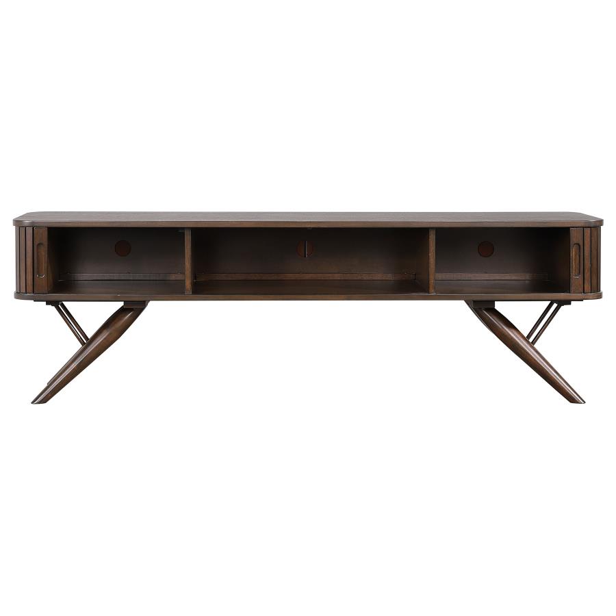 Valna Wood 71-inch TV Stand with Sliding Doors Walnut view 5