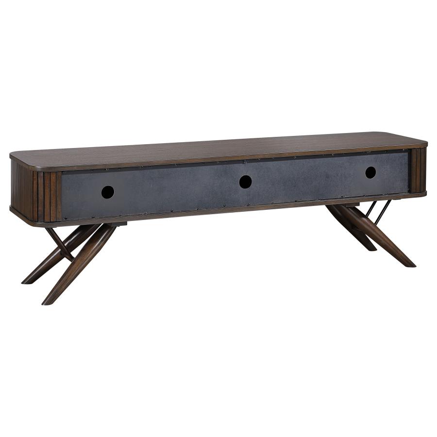 Valna Wood 71-inch TV Stand with Sliding Doors Walnut view 6