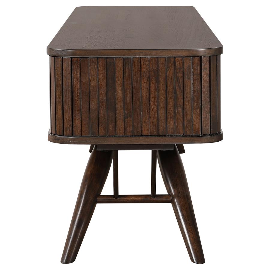 Valna Wood 71-inch TV Stand with Sliding Doors Walnut view 7