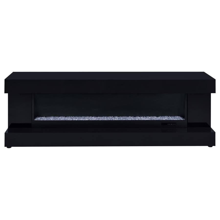Mallory TV Stand Fireplace Console Bluetooth Speaker Black High Gloss view 3