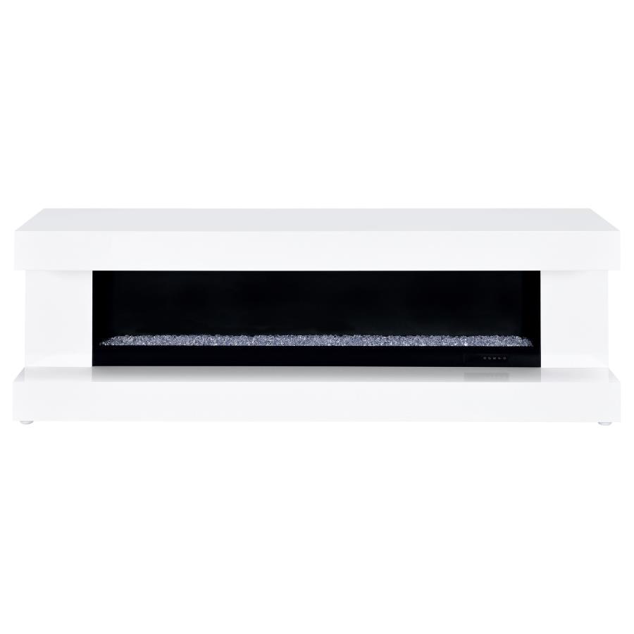 Mallory TV Stand Fireplace Console Bluetooth Speaker White High Gloss view 3