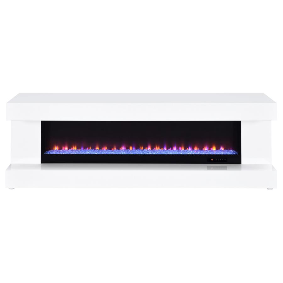 Mallory TV Stand Fireplace Console Bluetooth Speaker White High Gloss view 4