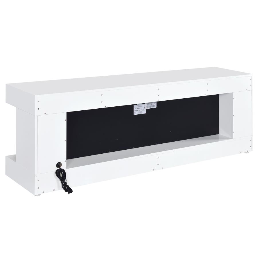 Mallory TV Stand Fireplace Console Bluetooth Speaker White High Gloss view 6