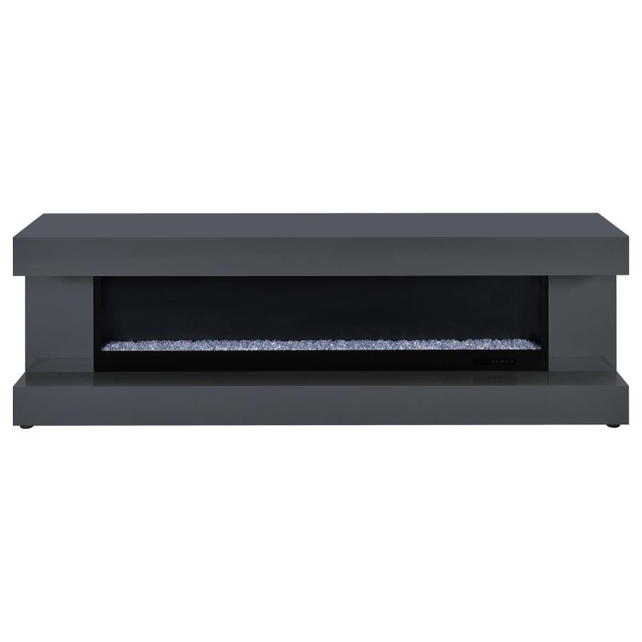 Mallory TV Stand Fireplace Console Bluetooth Speaker Grey High Gloss view 3