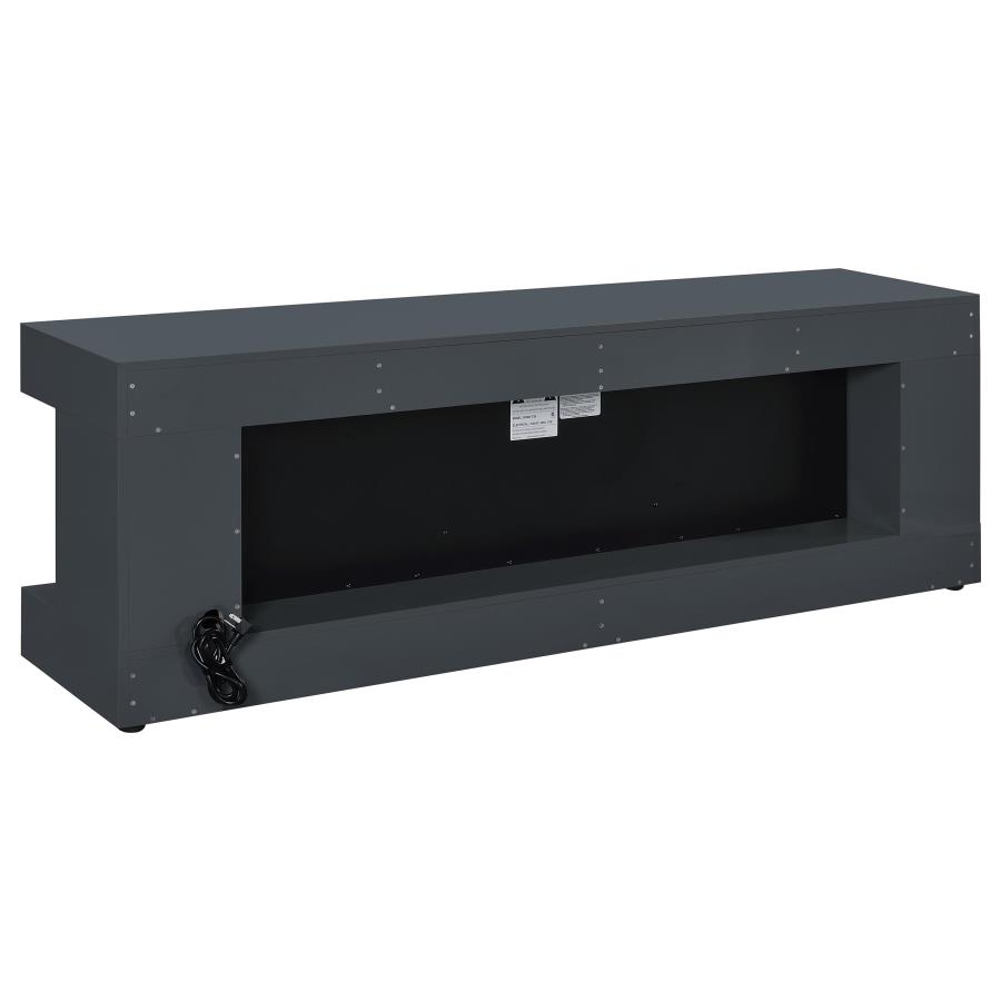 Mallory TV Stand Fireplace Console Bluetooth Speaker Grey High Gloss view 6