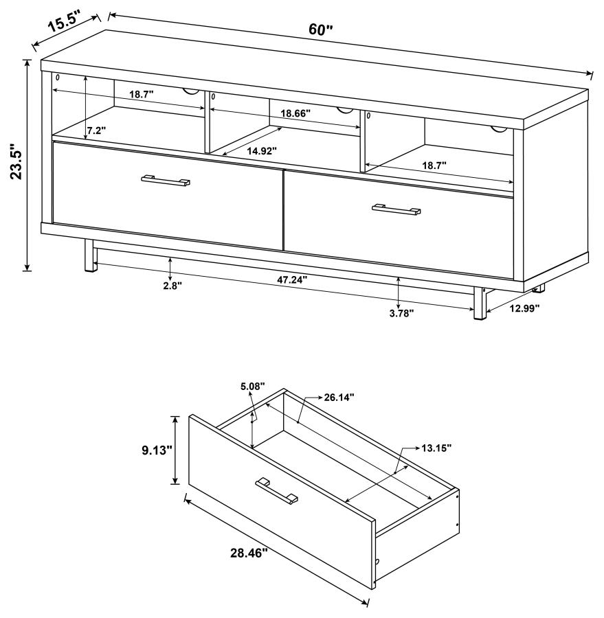 Casey 2-drawer Engineered Wood 60-inch TV Stand Cappuccino view 4