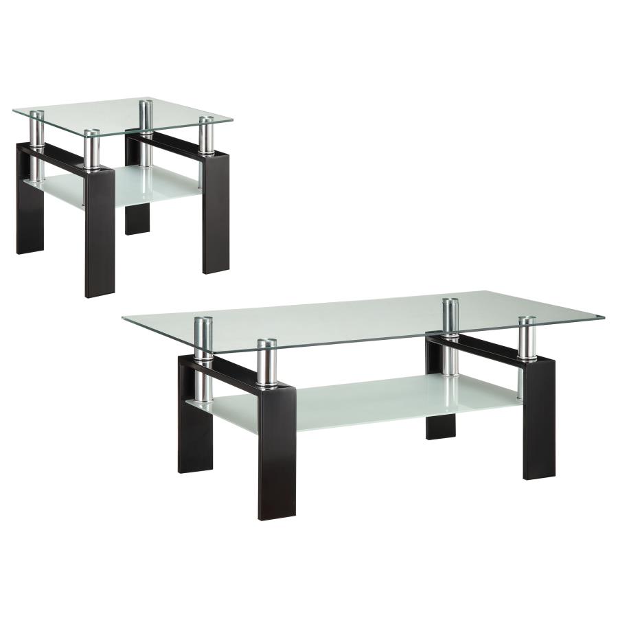 Dyer 2-piece Rectangular Coffee and End Table Set Black view 2