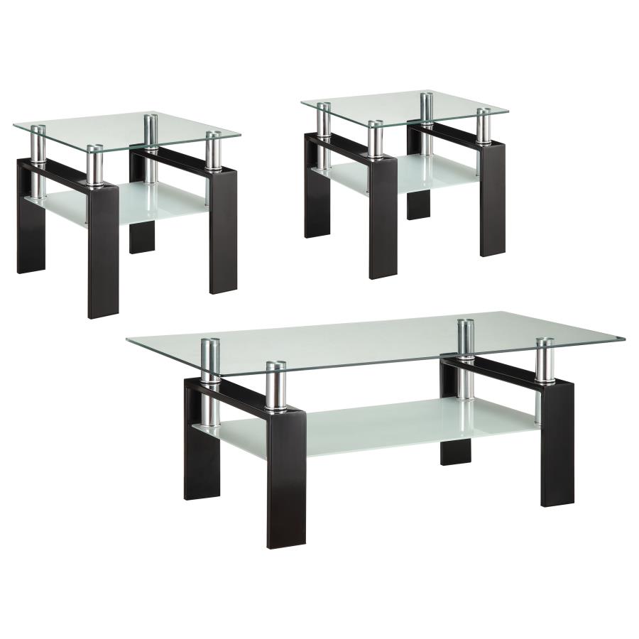 Dyer 3-piece Rectangular Coffee and End Table Set Black view 2