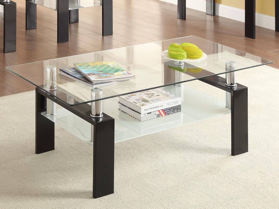 Dyer 1-shelf Rectangular Glass Top Coffee Table Black view 2