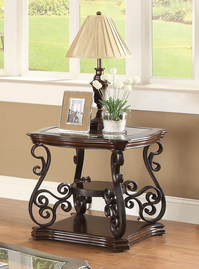Laney 1-shelf Glass Top Square End Table Deep Merlot view 2