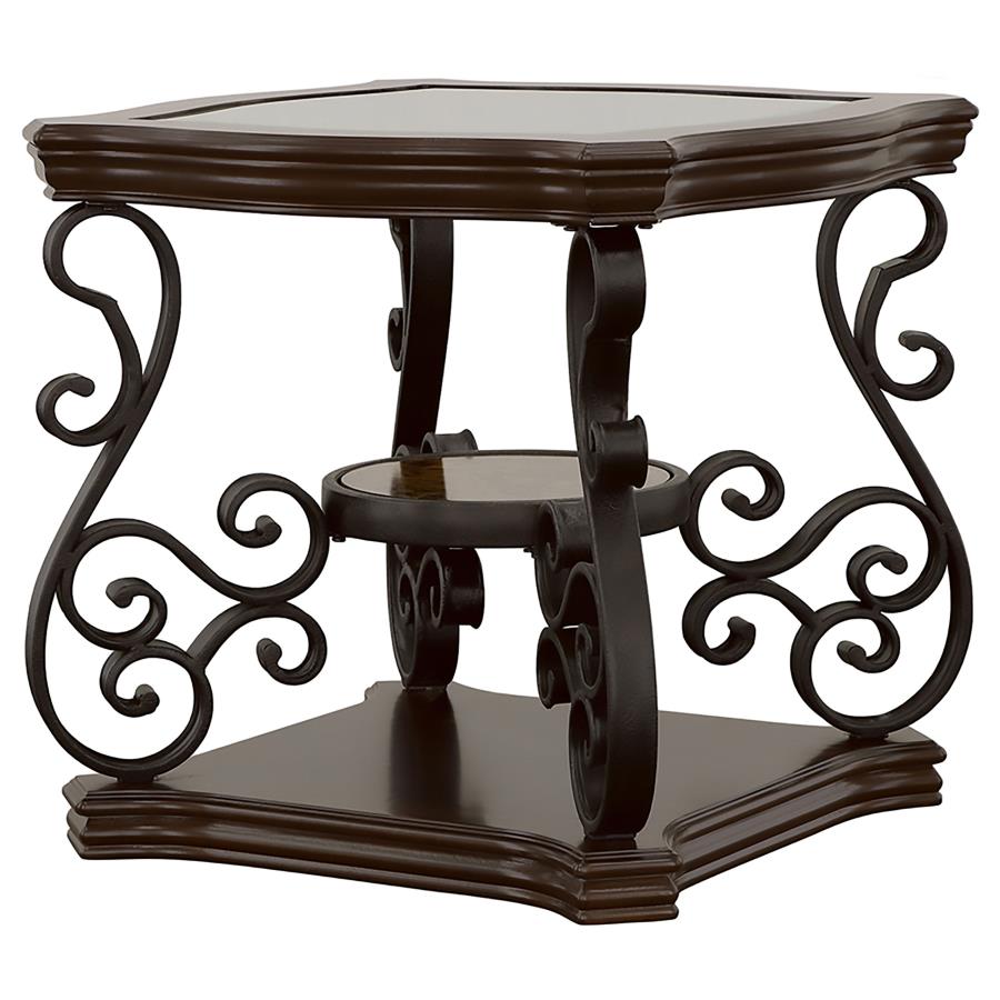 Laney 1-shelf Glass Top Square End Table Deep Merlot view 4
