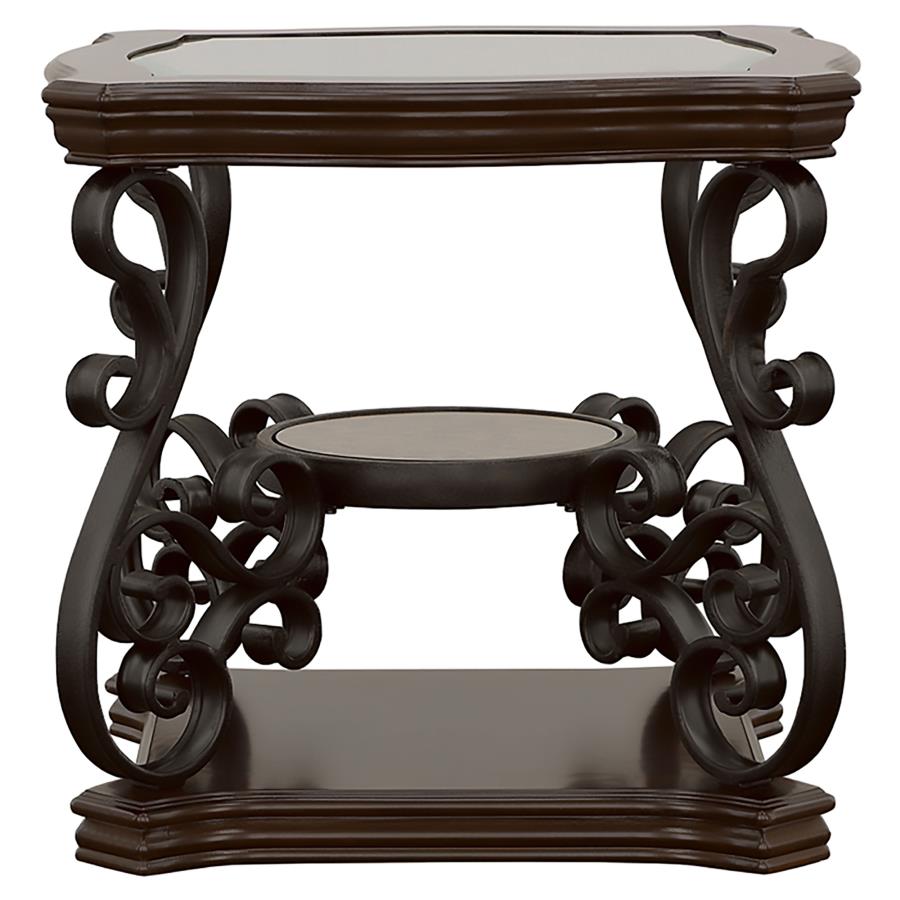Laney 1-shelf Glass Top Square End Table Deep Merlot view 5