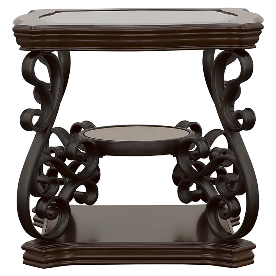 Laney 1-shelf Glass Top Square End Table Deep Merlot view 6
