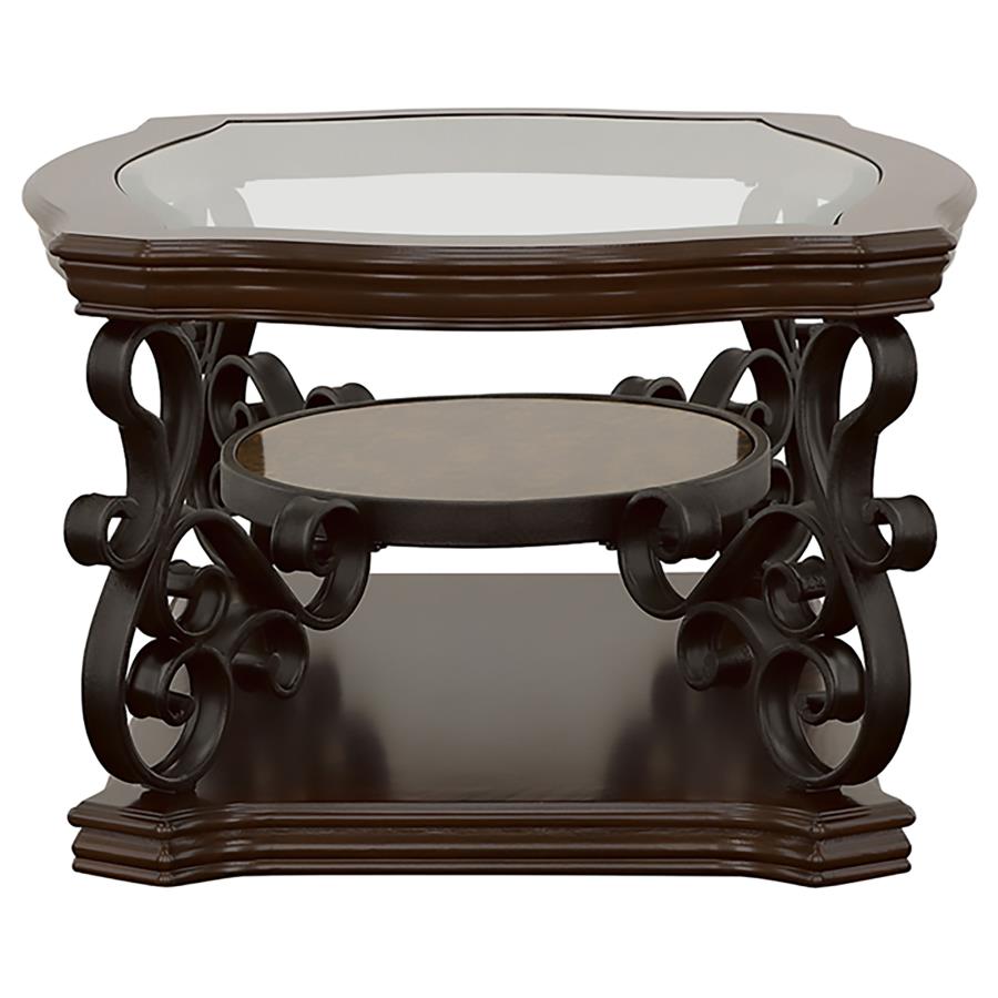 Laney 2-piece Glass Top Coffee and End Table Set Dark Merlot view 7