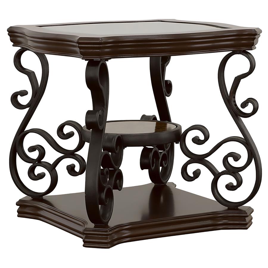 Laney 3-piece Glass Top Coffee and End Table Set Dark Merlot view 3