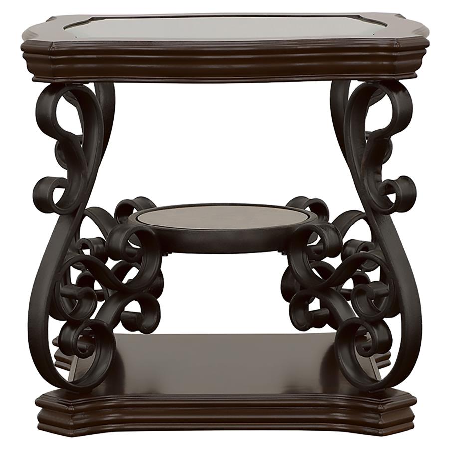 Laney 3-piece Glass Top Coffee and End Table Set Dark Merlot view 4