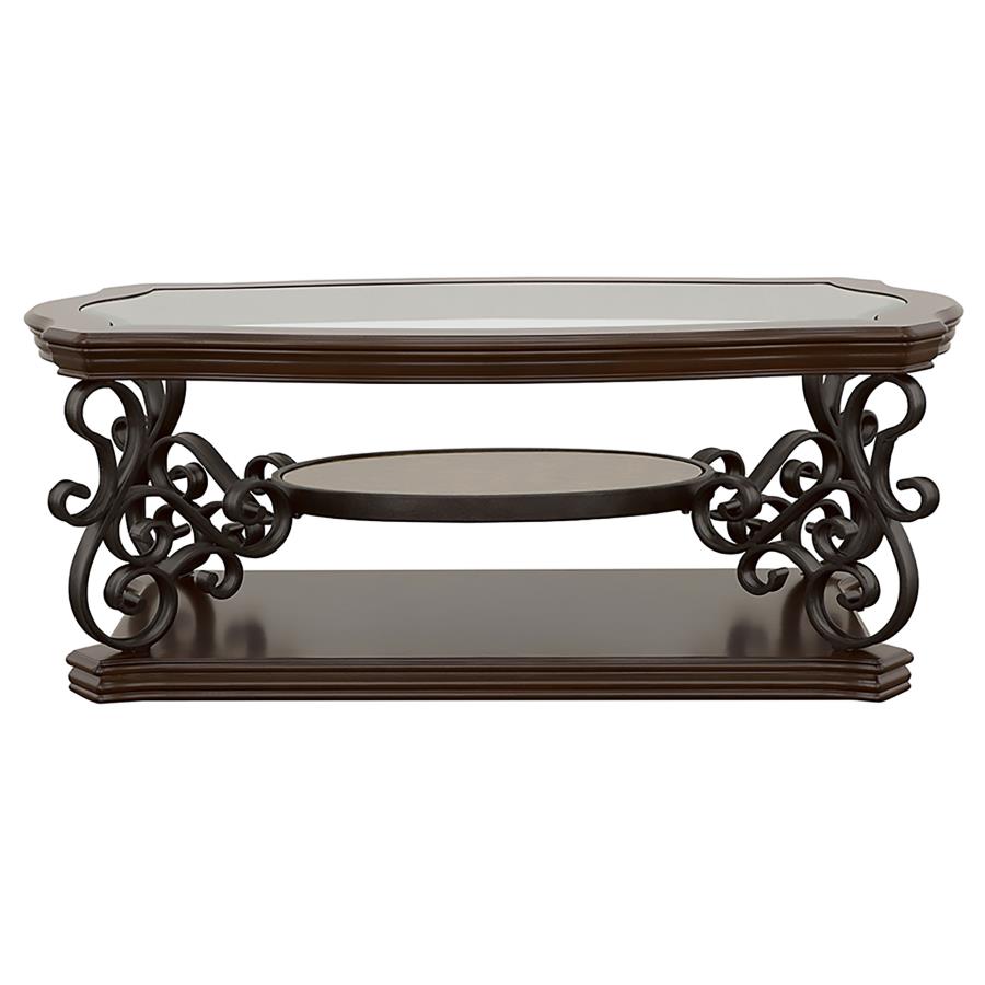 Laney 3-piece Glass Top Coffee and End Table Set Dark Merlot view 6