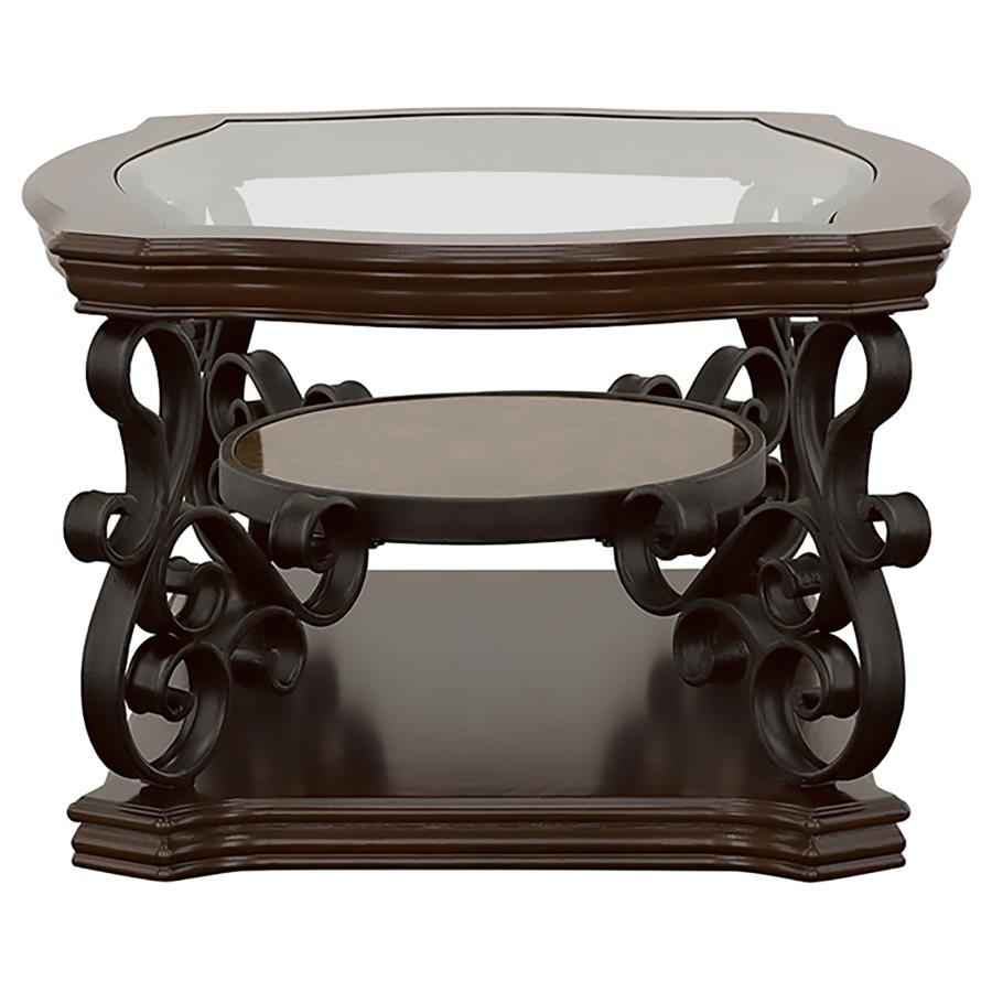 Laney 3-piece Glass Top Coffee and End Table Set Dark Merlot view 7