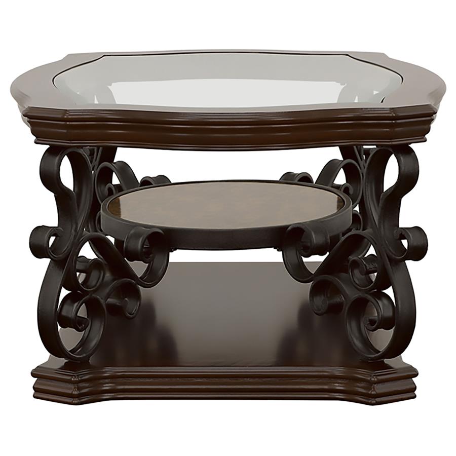 Laney 1-shelf Glass Top Rectangular Coffee Table Deep Merlot view 5
