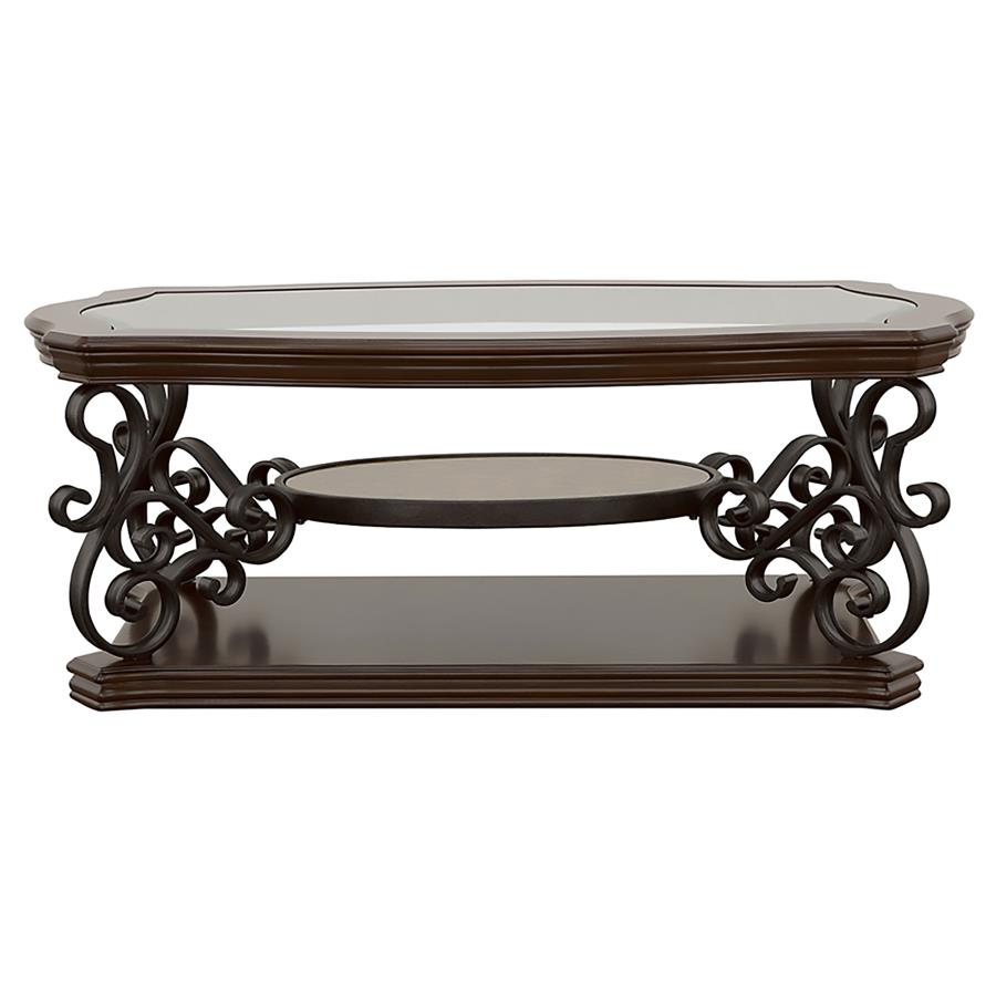 Laney 1-shelf Glass Top Rectangular Coffee Table Deep Merlot view 6