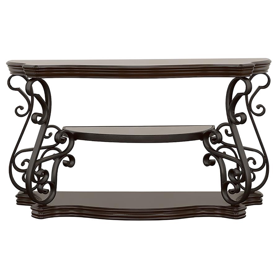 Laney Scrollwork Entryway Sofa Console Table Deep Merlot view 3