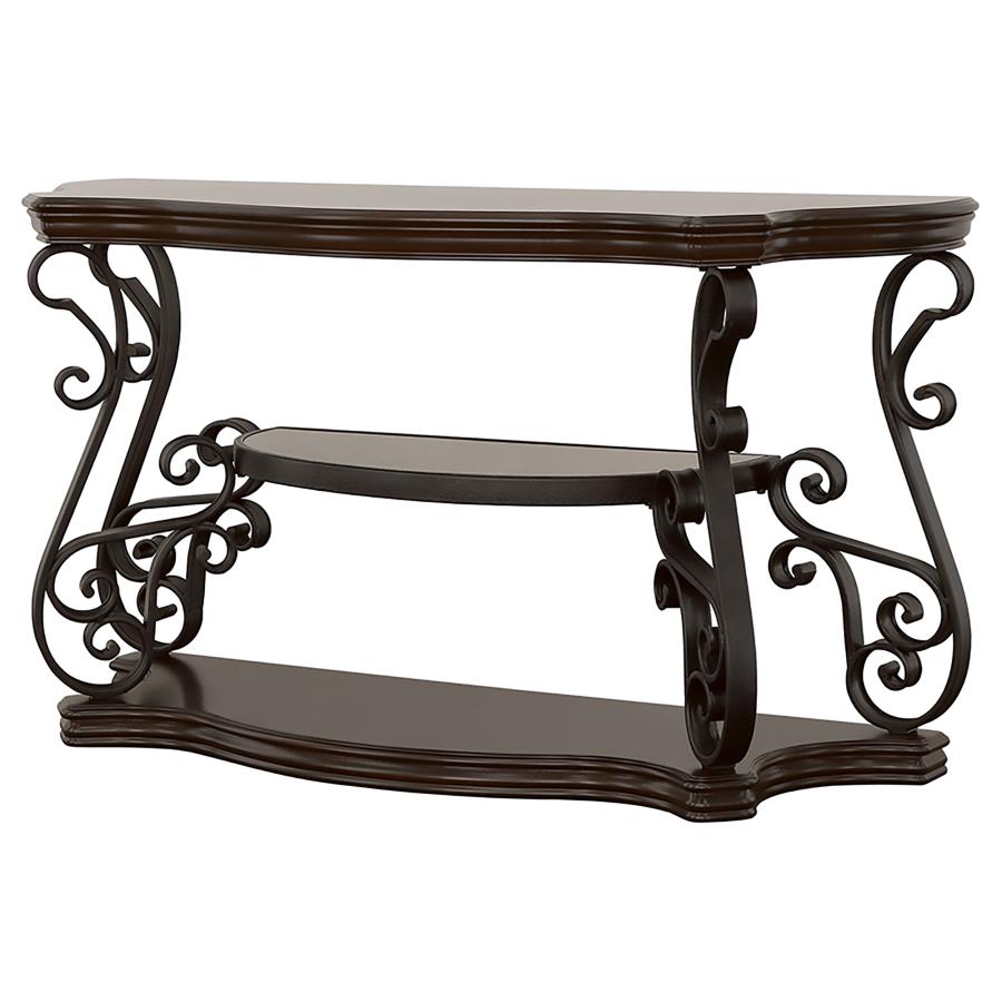 Laney Scrollwork Entryway Sofa Console Table Deep Merlot view 4