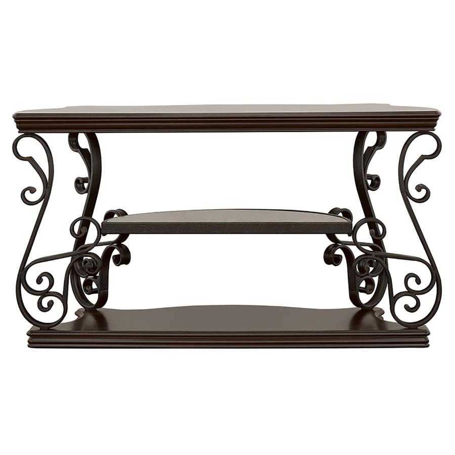 Laney Scrollwork Entryway Sofa Console Table Deep Merlot view 6