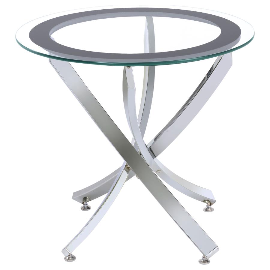 Brooke 2-piece Round Coffee and End Table Set Chrome view 4