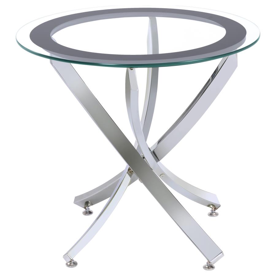 Brooke 3-piece Round Coffee and End Table Set Chrome view 4