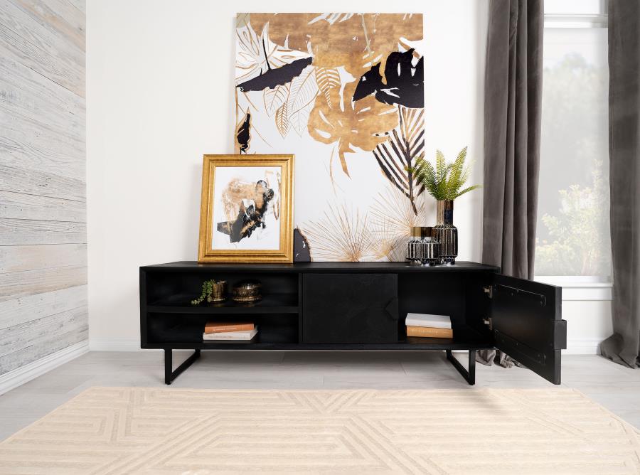 Marsden 2-door Mango Wood 70-inch TV Stand Charcoal Black view 3