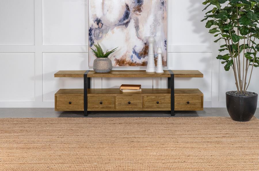 Otto 5-drawer Mango Wood 70-inch TV Stand Media Console Brown view 2