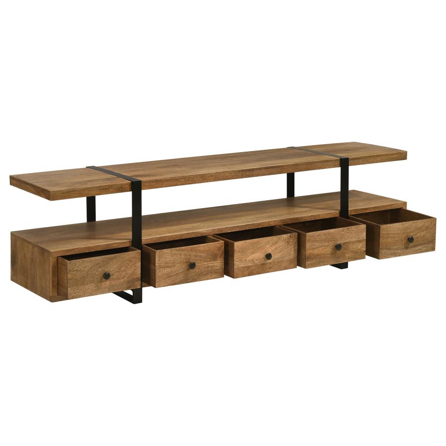 Otto 5-drawer Mango Wood 70-inch TV Stand Media Console Brown view 3
