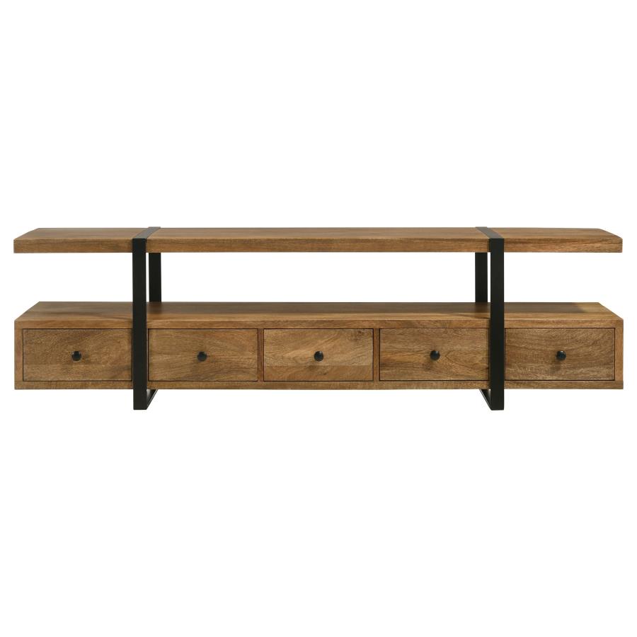 Otto 5-drawer Mango Wood 70-inch TV Stand Media Console Brown view 4