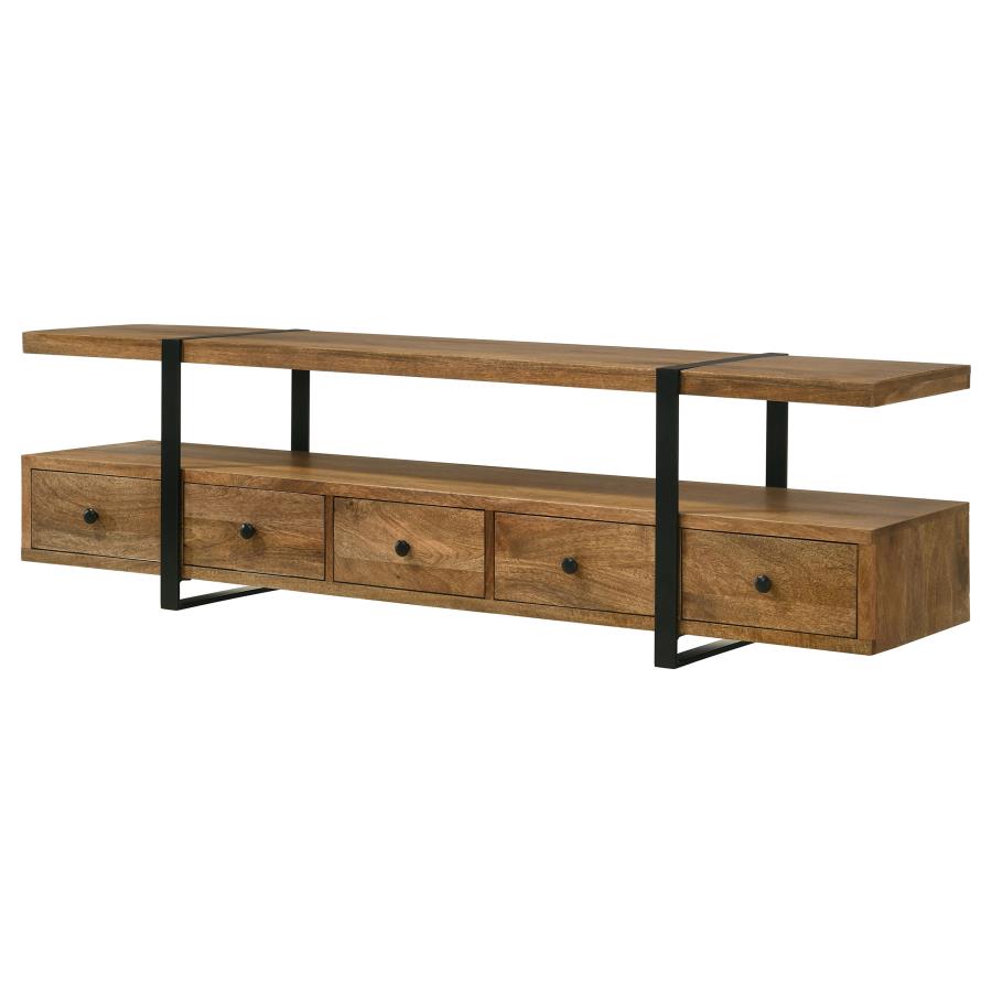 Otto 5-drawer Mango Wood 70-inch TV Stand Media Console Brown view 6