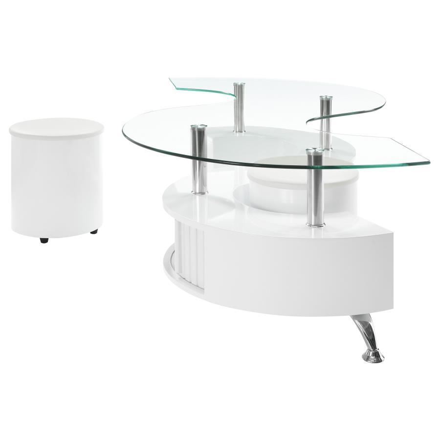 Buckley 3-piece Coffee Table and Stools Set White High Gloss view 5