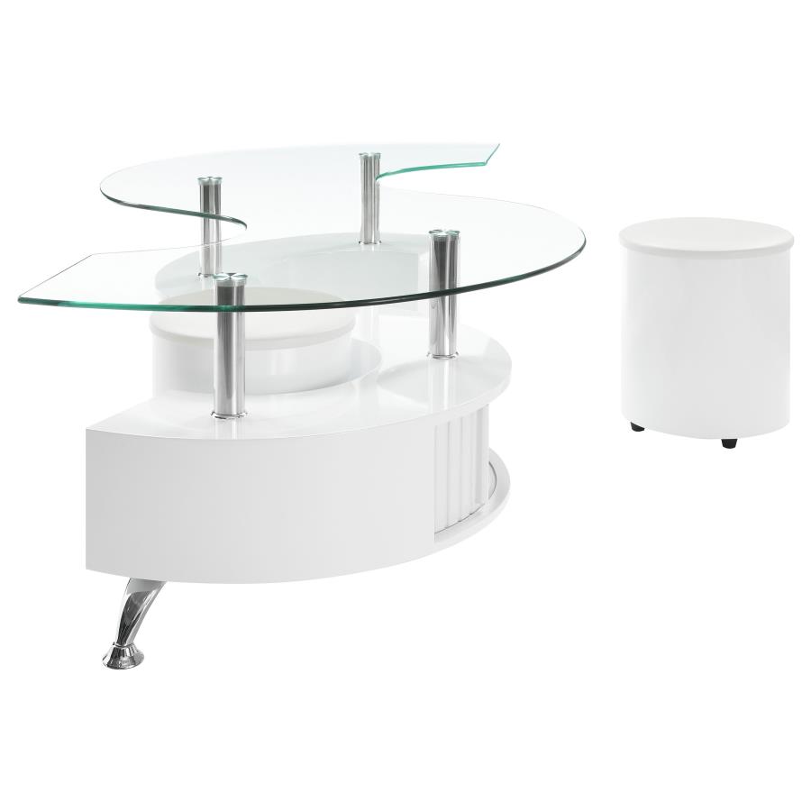 Buckley 3-piece Coffee Table and Stools Set White High Gloss view 6