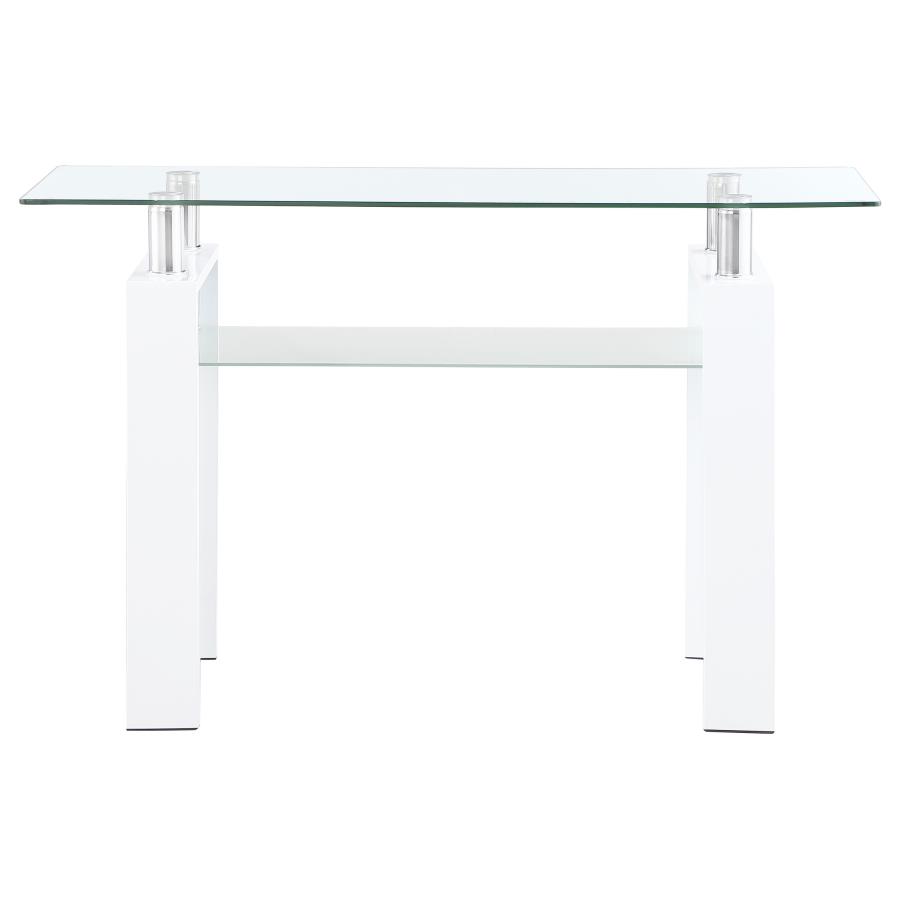 Dyer Rectangular Glass Top Entryway Sofa Console Table White view 3