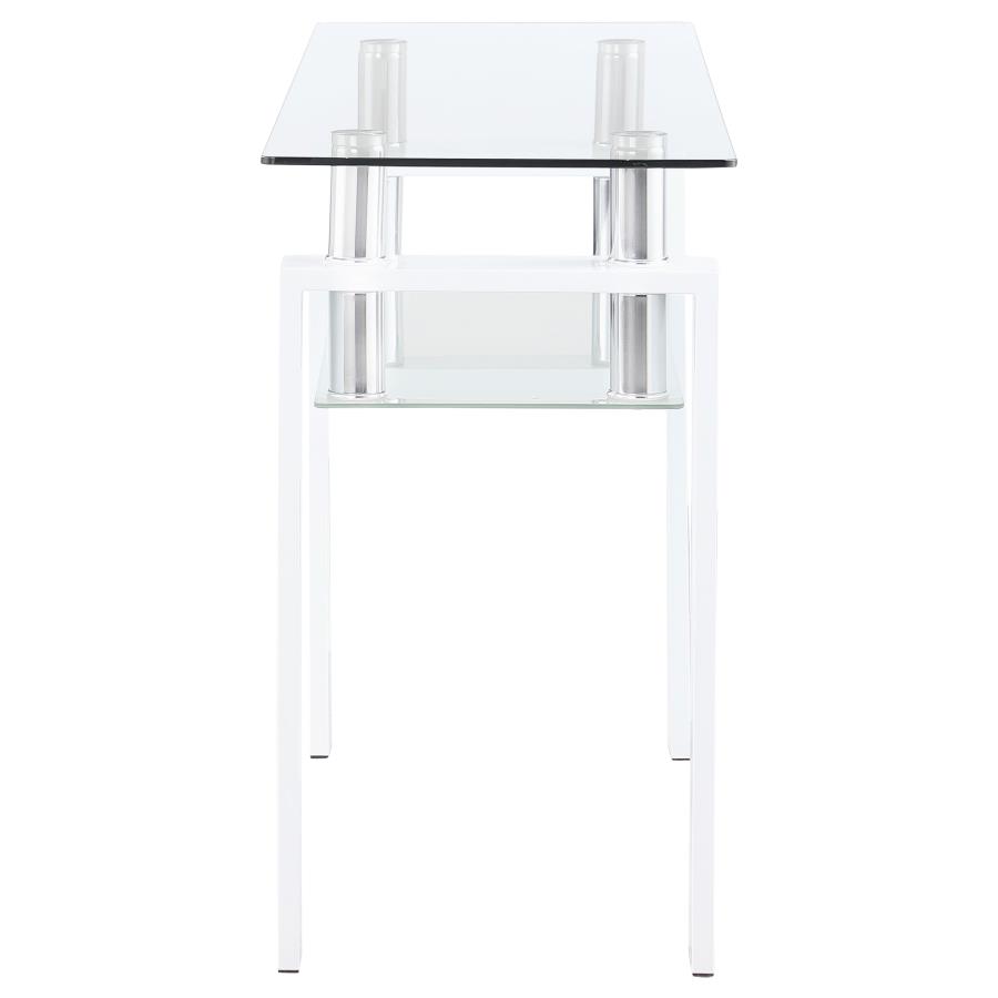 Dyer Rectangular Glass Top Entryway Sofa Console Table White view 4