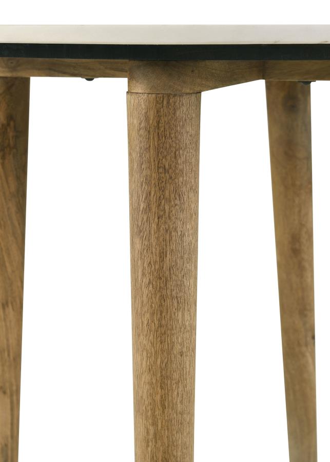 Aldis Round Marble Top Side End Table White and Natural view 5