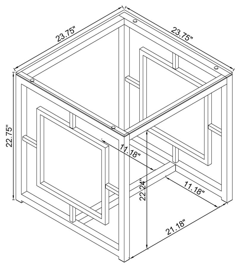 Merced Square Glass Top Side End Table Nickel view 3